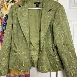 August Silk Olive Green Floral Blazer​
